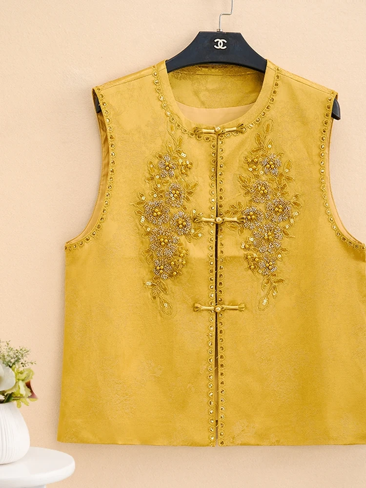 

Женская свободная верхняя одежда из полиэфирного волокна с вышивкой и бисером, с наплечниками, для повседневной носки