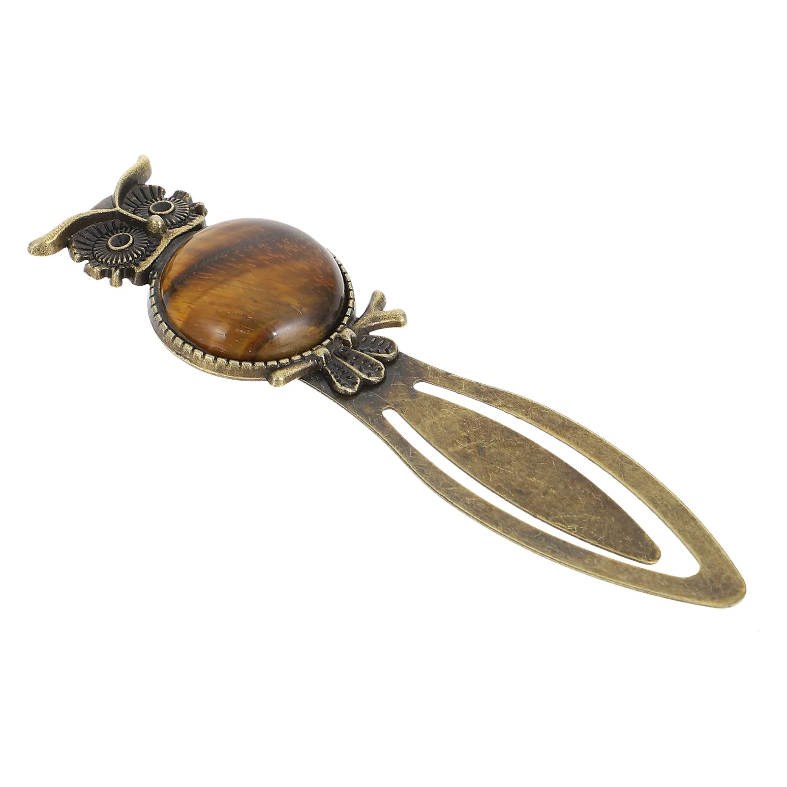 Retro Owl Zinc Alloy Bookmark Natural Stone Page Marker Student Stationery Office Decor Gift For Teachers