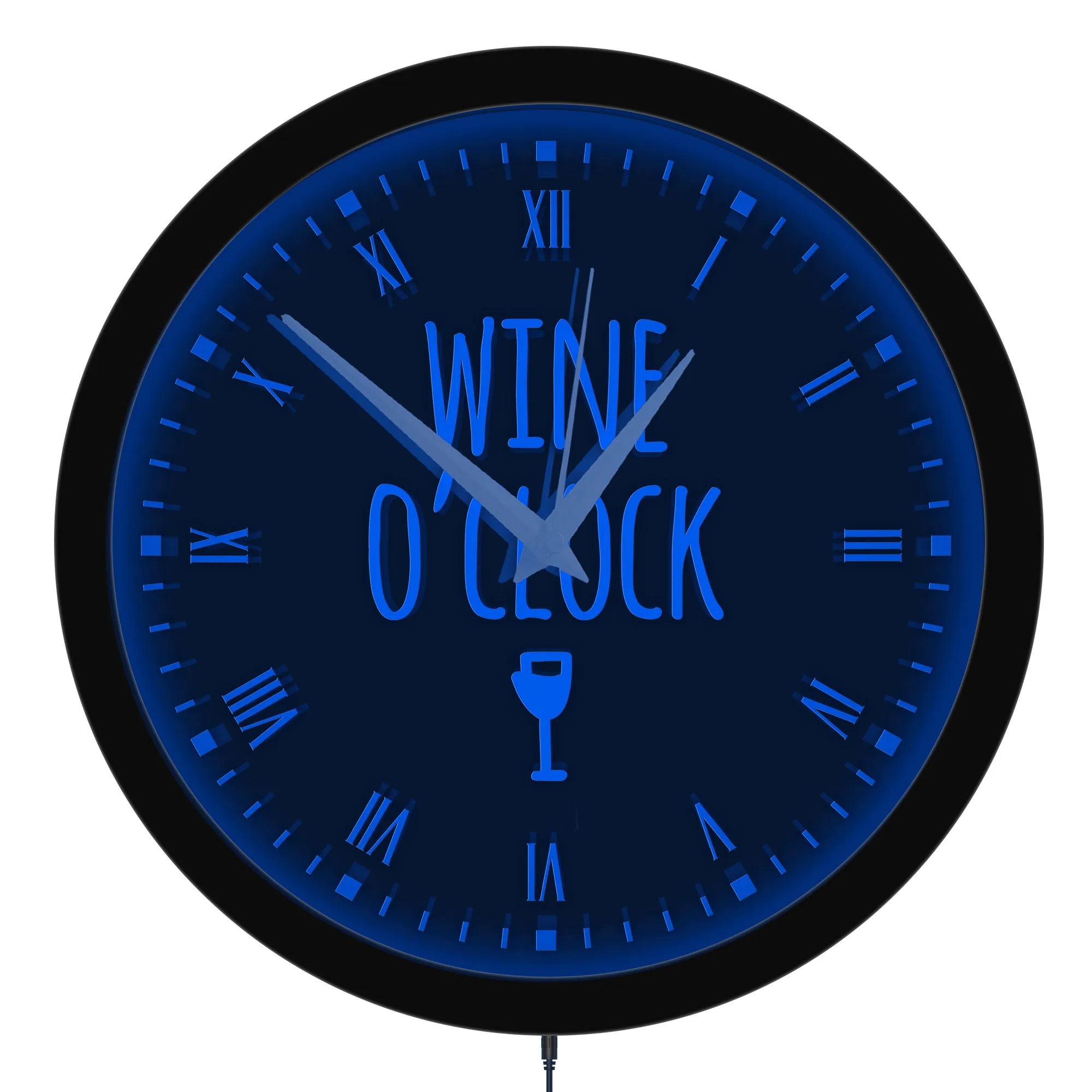Wine O'clock Home Bar Pub LED Neon Sign Luminous Wall Clock for Man Cave Kitchen Dinning Room Wine Time Night Glowing Wall Clock