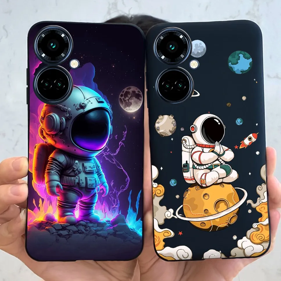 Tecno Camon 19 Pro 5G 6.8 인치 케이스, 부드러운 실리콘 블랙 핑크 커버, Camon 19 Camon 19 Pro CI7n 공룡 우주 비행사 전화 케이스