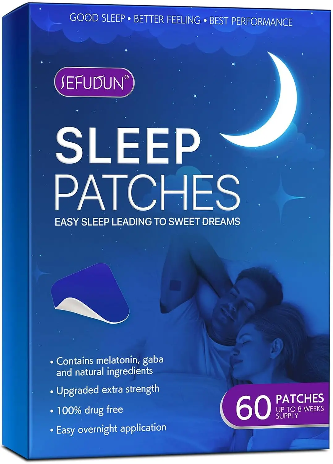 Sleep Patches – Natural Patches for Easy Sleep and Sweet Dreams – Contains Melatonin, GABA, and Natural Ingredients – 60 Patches