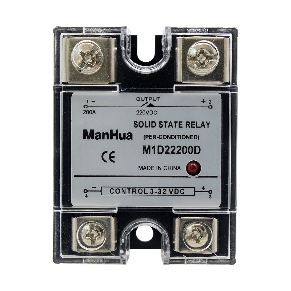 MANHUA Single Phase DC To DC 3-32VDC To 220VDC 200A Black Solid State Relay/SSR Relay With CE