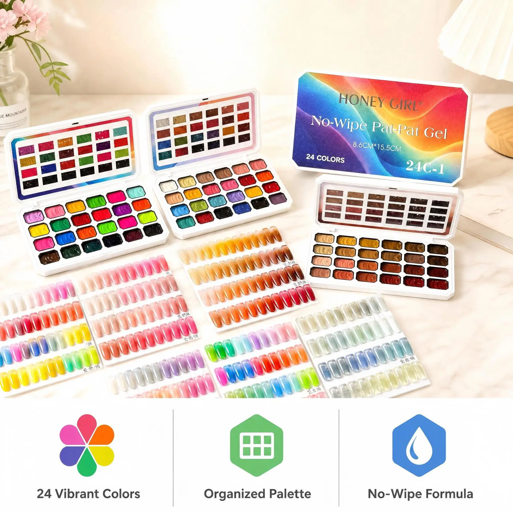 4 in 1 24 Colors Pat Painting Gel For Gradient Stamping Drawing Pattern UV/LED Gradient Patting Gel Palette