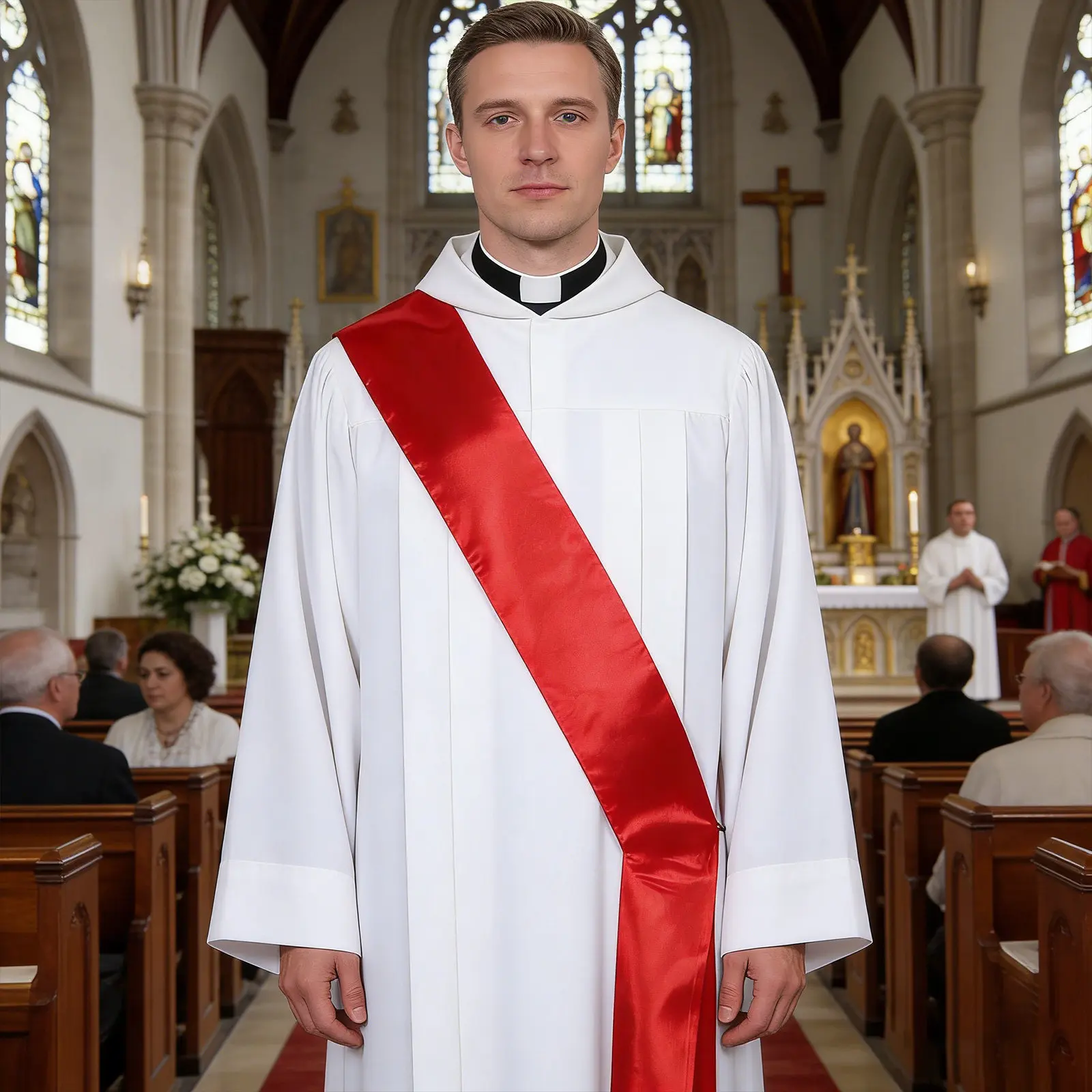 60 Inch Reversible Clergy Stole Plain Wrinkle-Free for Church Minister Pastor Priest Liturgical Ceremonies Religious Services