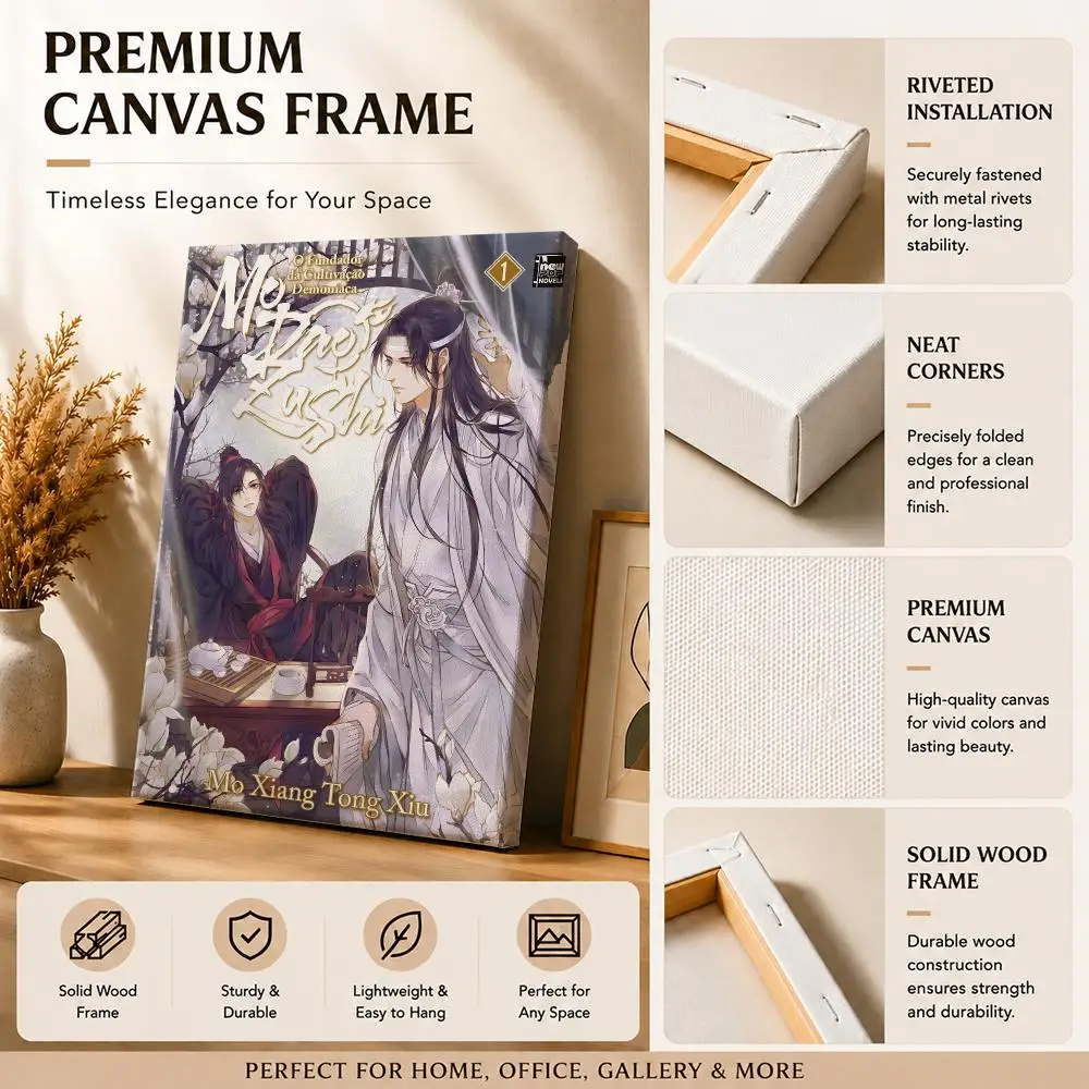 Chinese Fantasy Anime Mo Dao Zu Shi Framed Wall Painting Canvas Art Poster with Solid Wood Frame for Living Room Home Decor