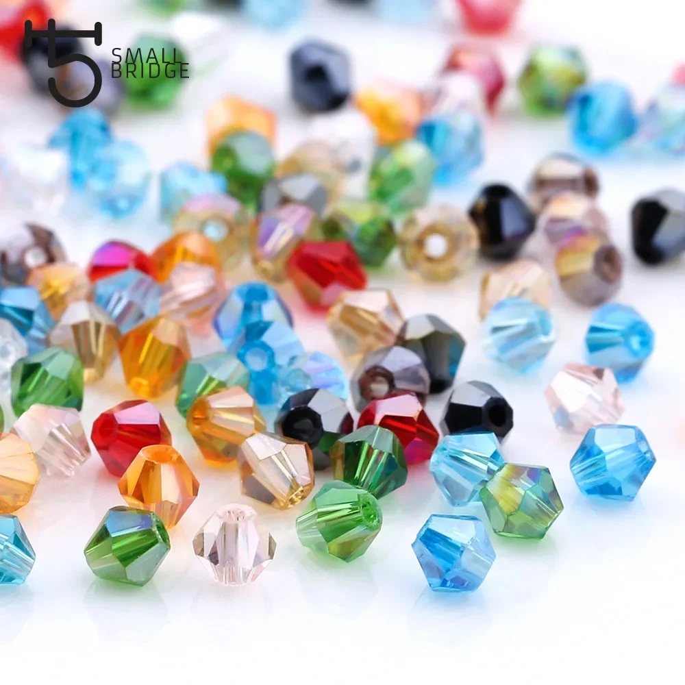 3 4 6mm Austrian Bicone Crystal Beads for Jewelry Making Diy Accessories Multicolor Faceted Glass Spacer Beads Wholesale