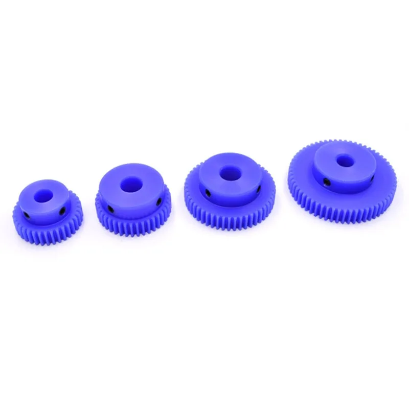 1Mod 15 16 18 20 22 24 25 28 30 32 35 40 50 60 dientes engranaje de Motor de engranaje de nailon azul con paso engranaje recto de plástico diámetro 5/6/7/8/10/12mm