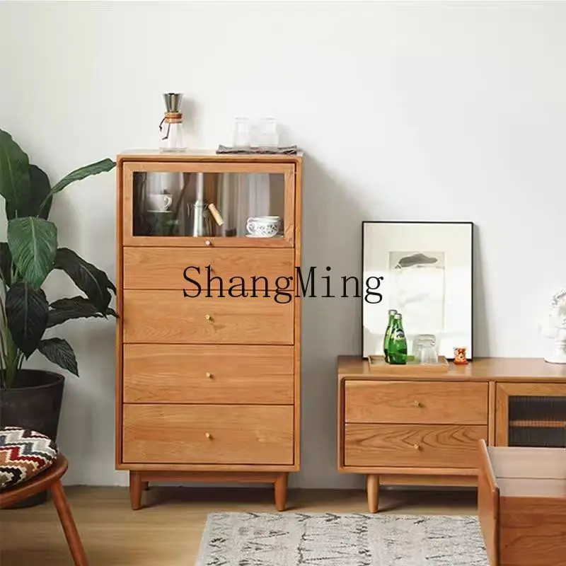 

CL Solid Wood Five-Drawer Cabinet Bedroom Storage Living Room Sofa Organizer Drawer Storage TV Side Cabinet