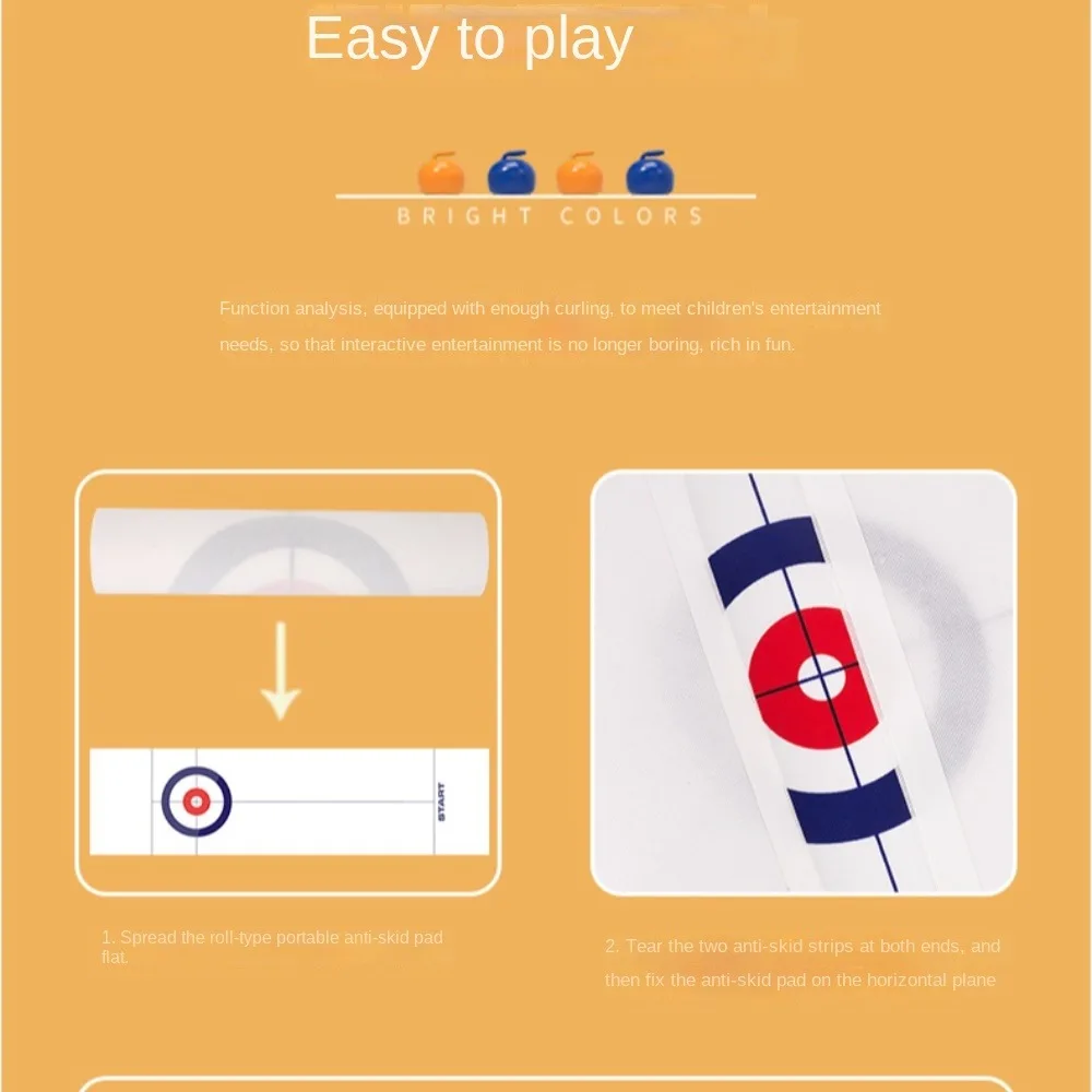 

1 Set Mini Tabletop Curling Game Foldable Leisure Shuffleboard Curling Game with 8 Rollers Entertainment Home Party