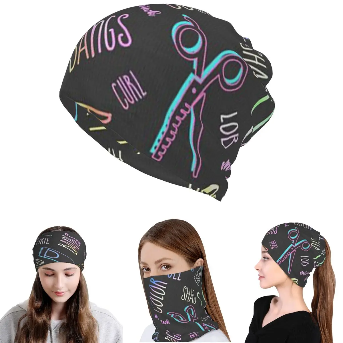 

Salon Hair Dressing Tool Pattern Bandana Neck Cover Mask Scarf Multifunction Balaclava Beanies Hat Unisex Adult Windproof