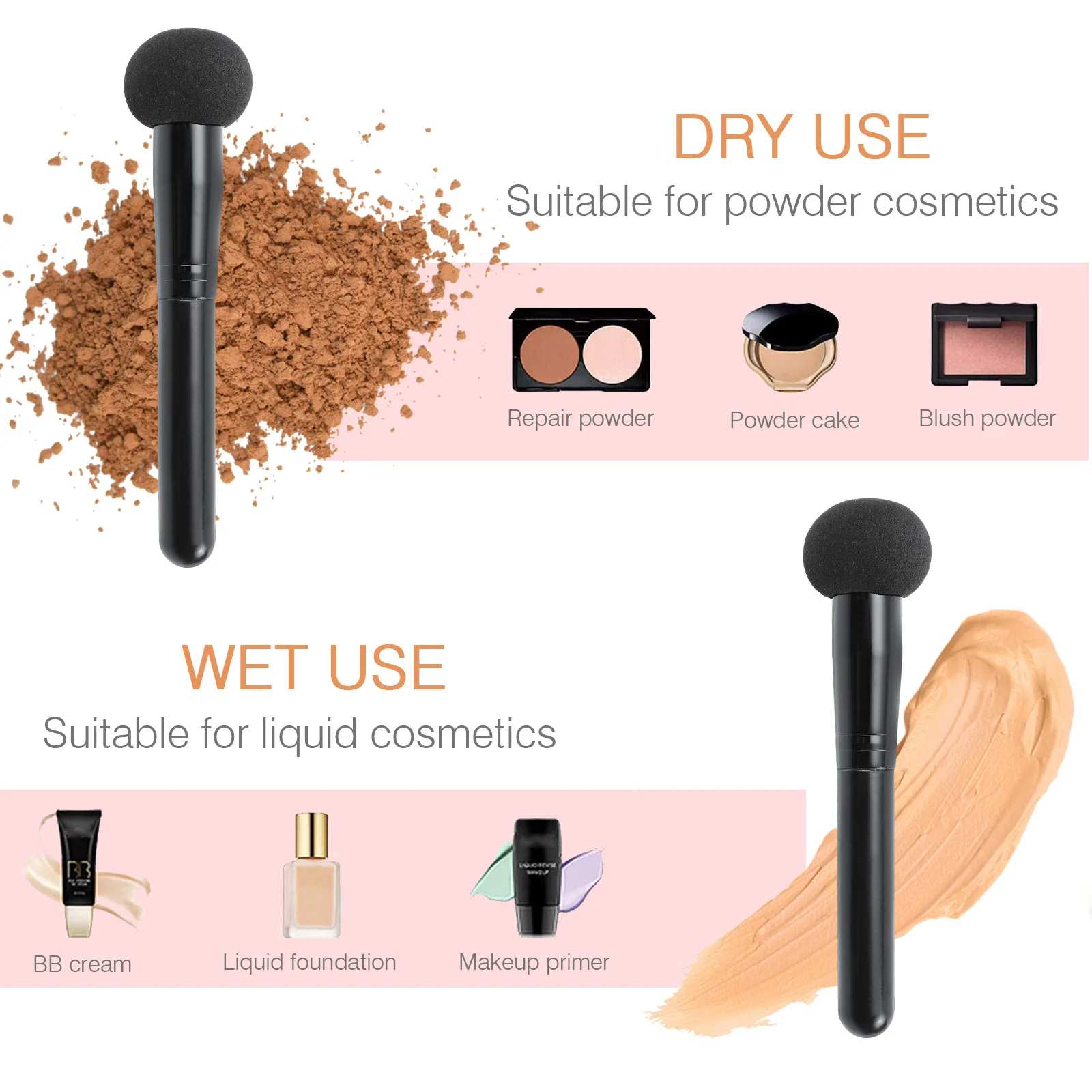 

4pcs Makeup Powder Makeup Brush Girl Puff For Wet Dry Use Portable Puff Brush Tool