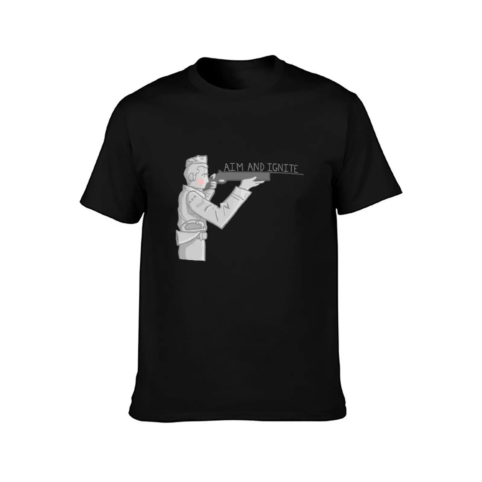 Aim and Ignite T-Shirt, Summer Casual Cotton Tee, Oversized Streetwear Tops, Vintage Graphic Print, Loose Fit Short Sleeve