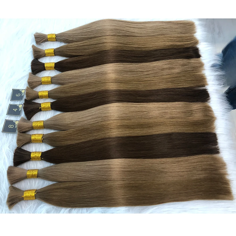 Double Drawn Russian Hair Real Human Hair High Quality Virgin Cuticle Aligned Straight Hair Bulk for Braiding