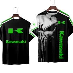 Men's Summer Kawasaki Motorcycle 3D Printing Round Neck T-Shirt Women's Children's Casual Sports Top Mens Clothing