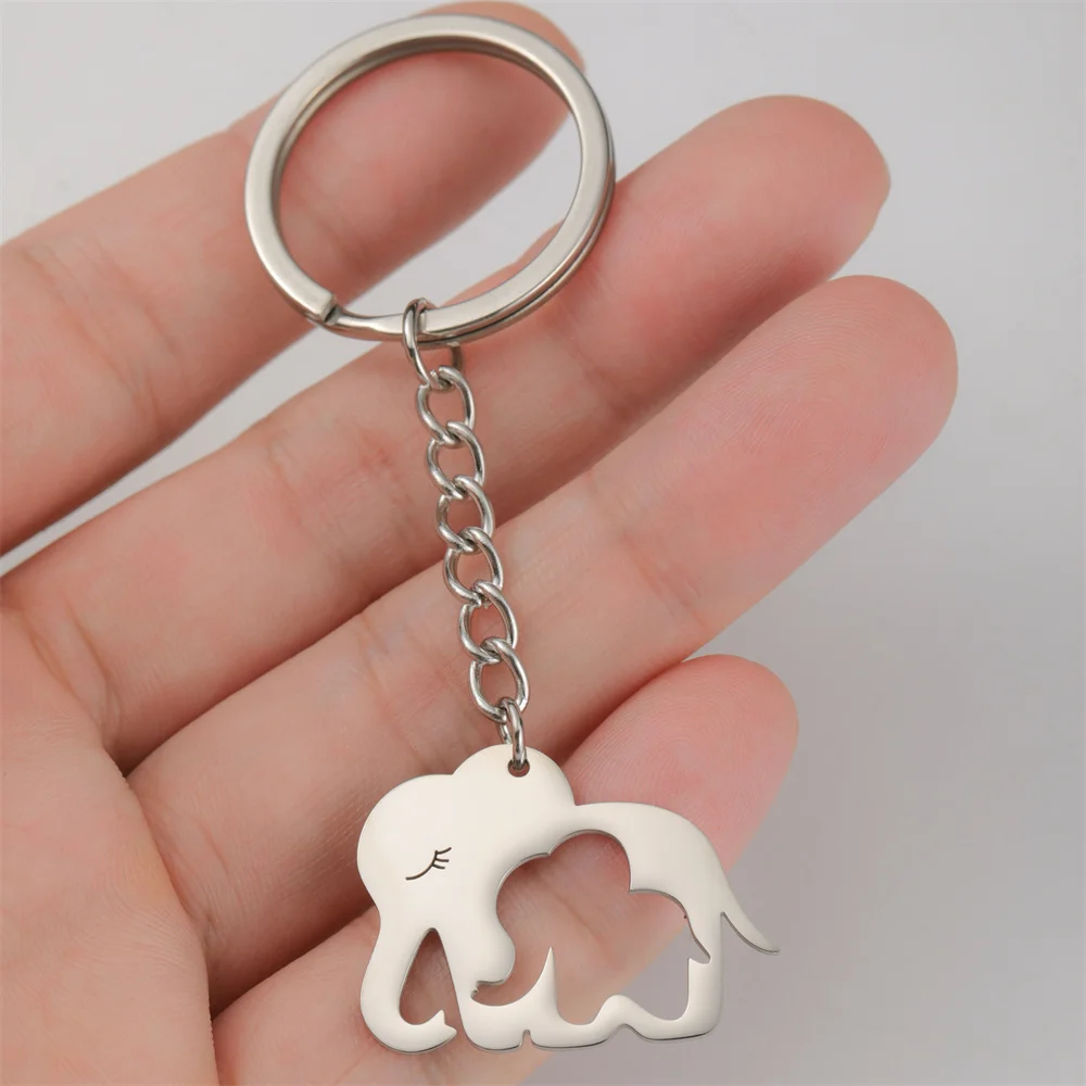 My Shape Lovely Elephant Keychain Stainless Steel Key Ring Animal Key Holder Jewelry Women Men Elephants Lovers Souvenirs Gifts