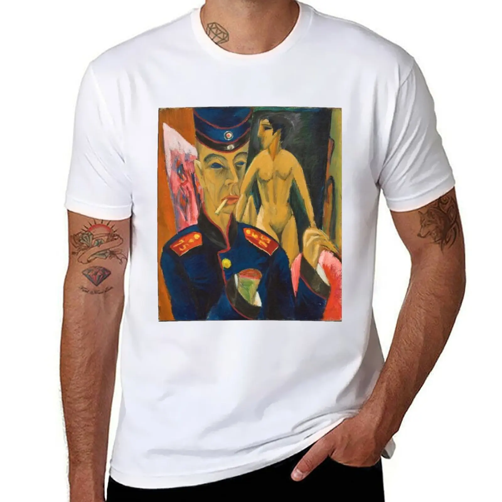 

brand T-Shirt anime t shirts cotton high quality Ernst as a man - shirt Ludwig t (1915) tshirt Kirchner luxury Self-Portrait man