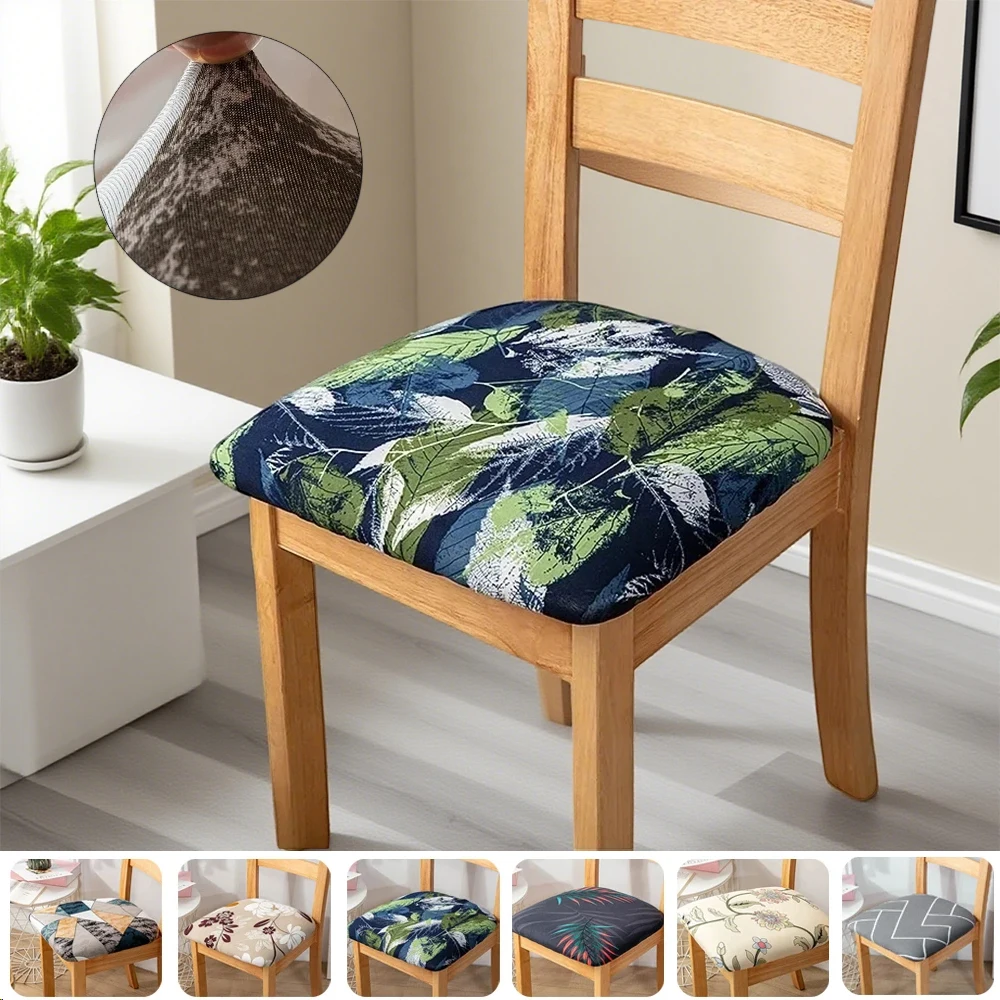 

1PC Stretch Printed Chair Seat Cushion Covers for Dining Room Wedding Banquet Seat Chair Covers Home Decor Pokrowiec Na Krzesło