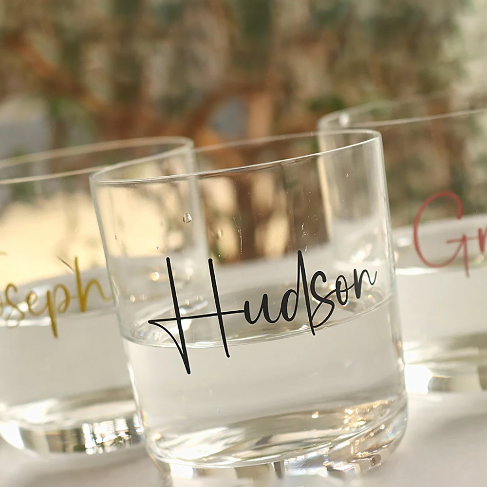 Personalized Wedding Bridal Party Glass Vinyl Name Stickers Custom Champagne Flutes Balloons Gift Box Decals With Name