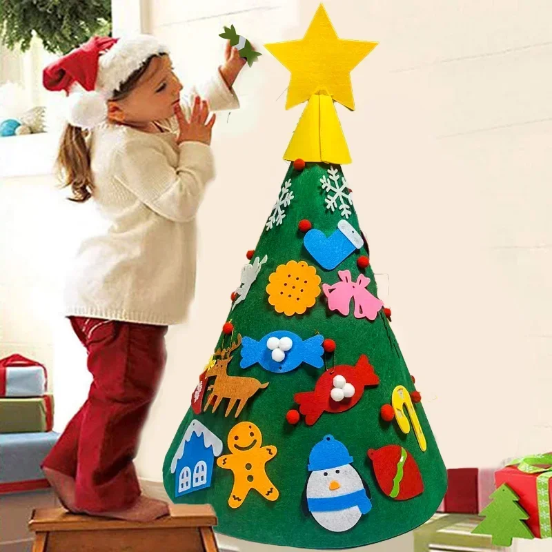 3D Kid DIY Felt Wesołych Świąt Dekoracja do domu Navidad Prezenty noworoczne Ozdoby świąteczne Choinka Świętego Mikołaja