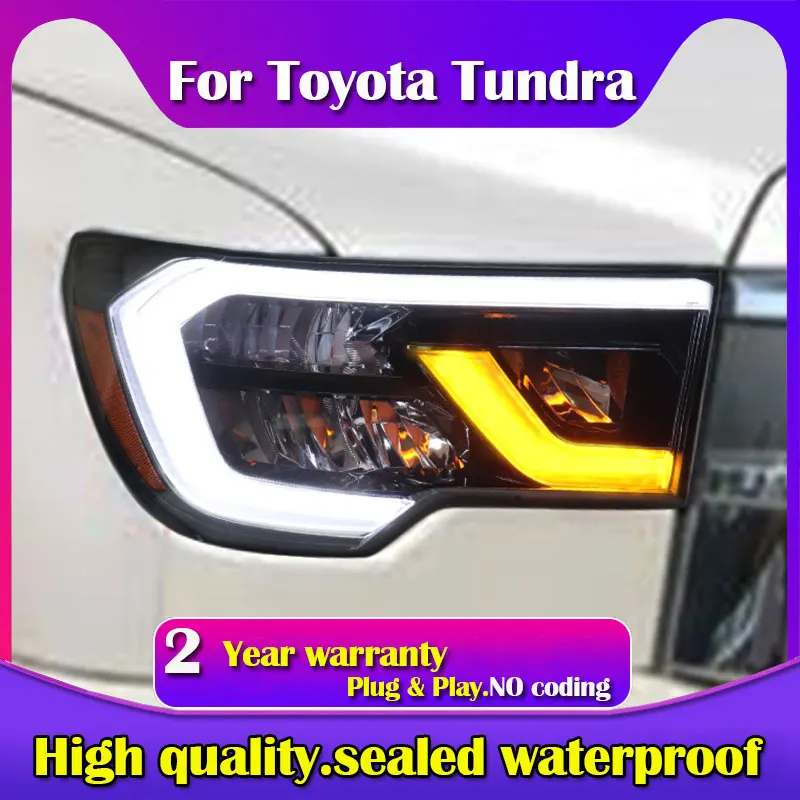 1set Car Bumper Headlamp  2007~2013y Tundra Headlight ALL IN LED DRL Car Accessories Head Light Tundra Fog Light