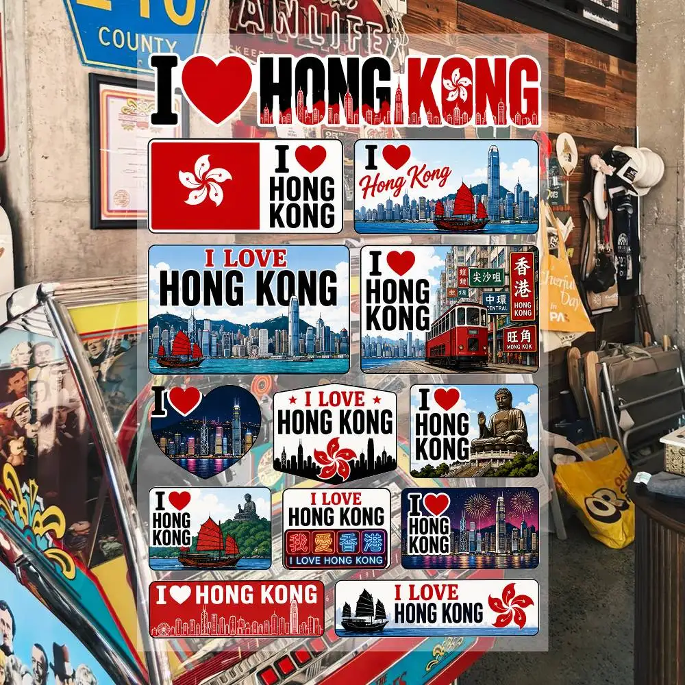 Ich liebe Hong Kong Ästhetische Graffiti-Aufkleber Wasserdichte PVC-Sticker für Auto Motorrad Skateboard Helm Notizbuch