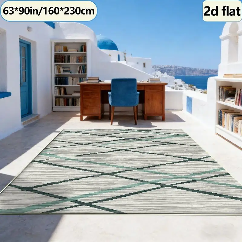 Abstract Cross Line Geometric Pattern Carpet Stylish Non-Slip Carpet Decorative Floor Mat Suitable for Study Room Balcony