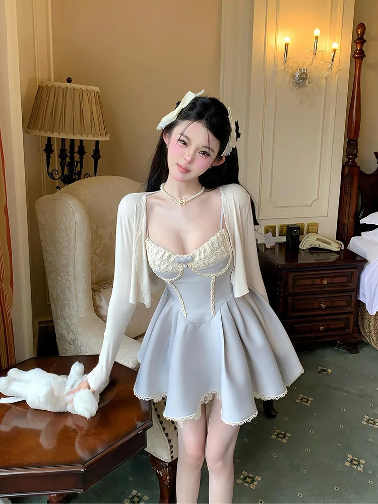 

Sexy Sweet And Spicy Girl SYJ ujia Svel ter Dr Women's High Waist Puffy Skirt Commute Sle Summer Dr
