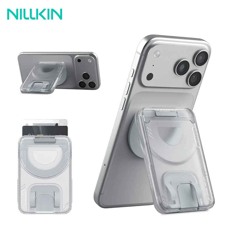

Magnetic Card Holder Wallet Case With 360 Rotating Ring for iPhone MagSafe Back Cover Stand 3 Cards Slot Magnetism High Capacity