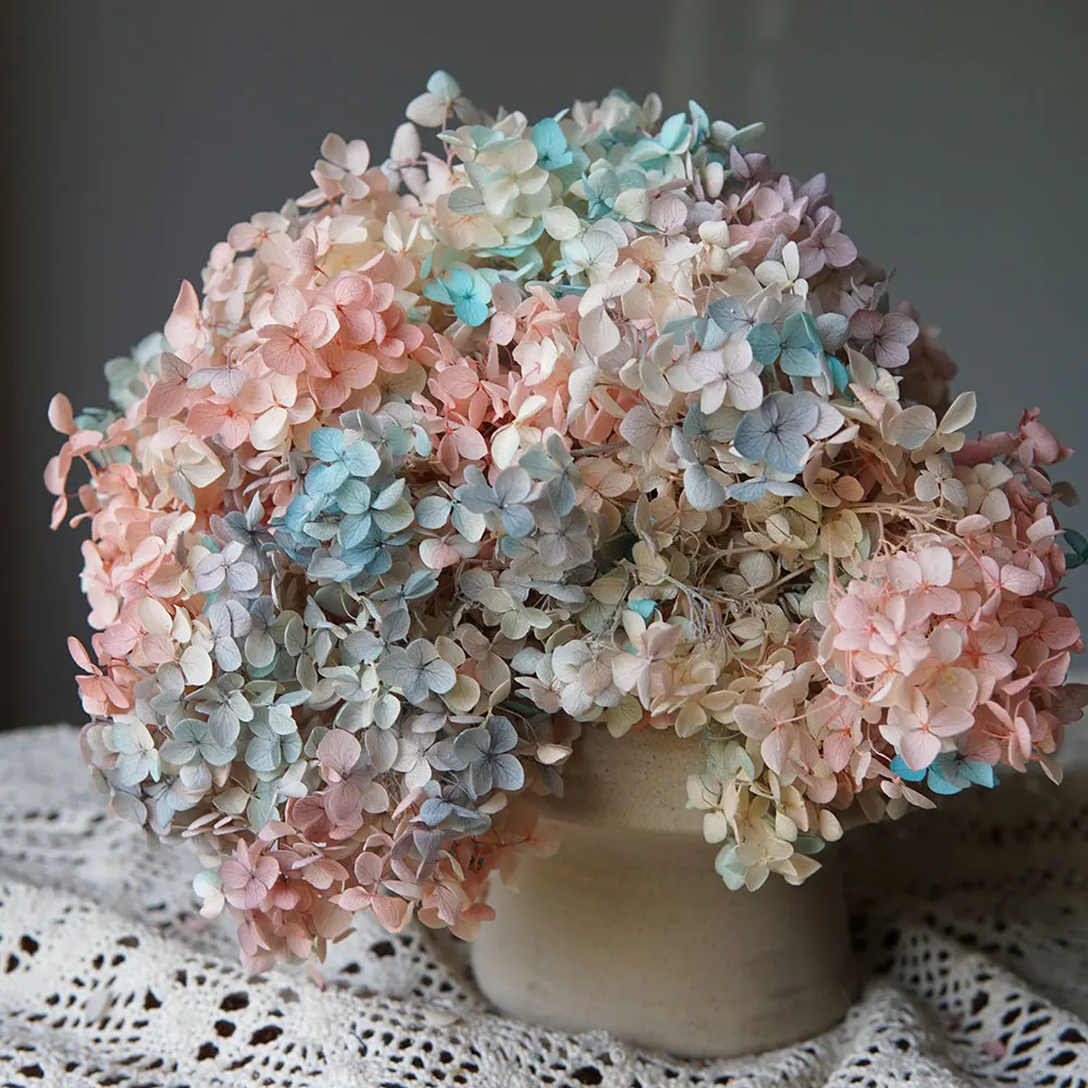 Gradient Color Preserved Hydrangea Home Decoration Wedding Decoration Small Leaf Anna Hydrangea Epoxy Handmade DIY Material image 3