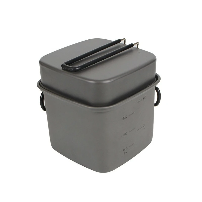 Portable Foldable Aluminum Alloy Square Cooking Pot, Outdoor Camping Fry Pan Lunch Box Cookware for Mountaineering Fishing