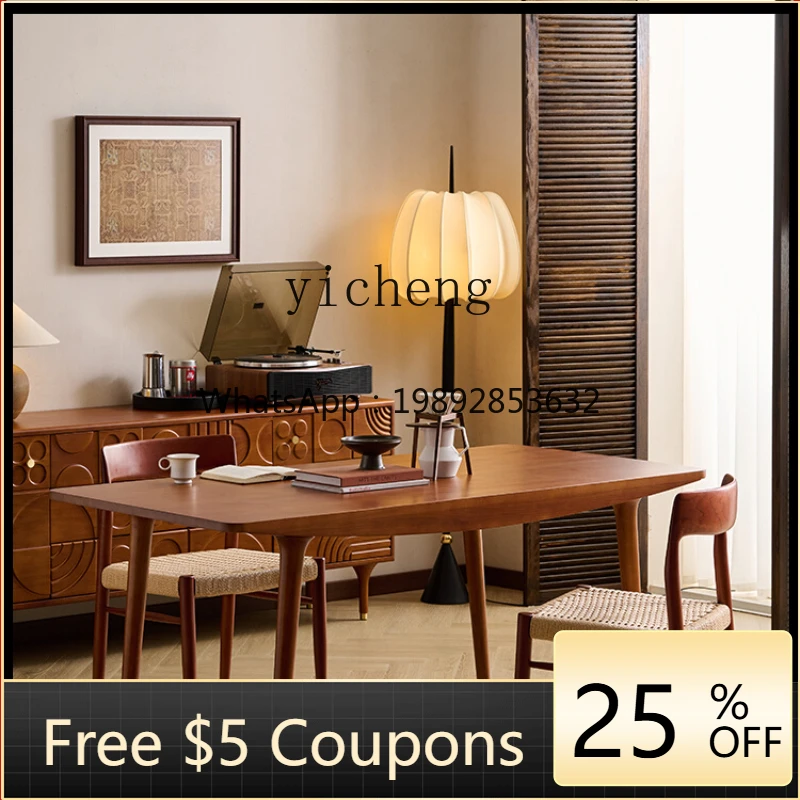 

AA medieval all-solid wood dining table living room small apartment boxwood rectangular dining table and chair combination