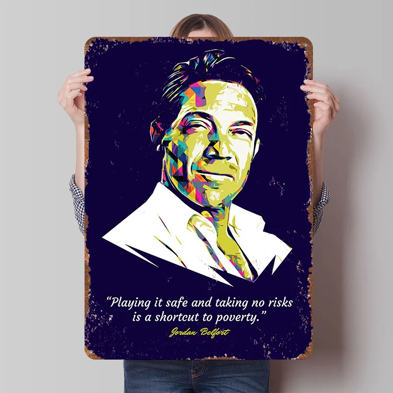 Póster impreso con citas de Jordan Belfort, arte de pared retro personalizado, letreros de metal vintage para decoración interior del hogar, sala de estar