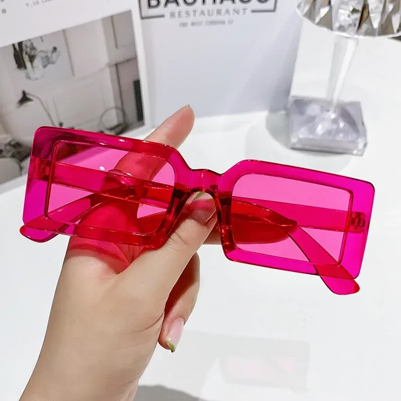 2024 New Small Rectangle Frame Sunglasses Women's Fashion Jelly Color Sun Glasses Summer y2k Travel Eyewear UV400 Oculos De Sol