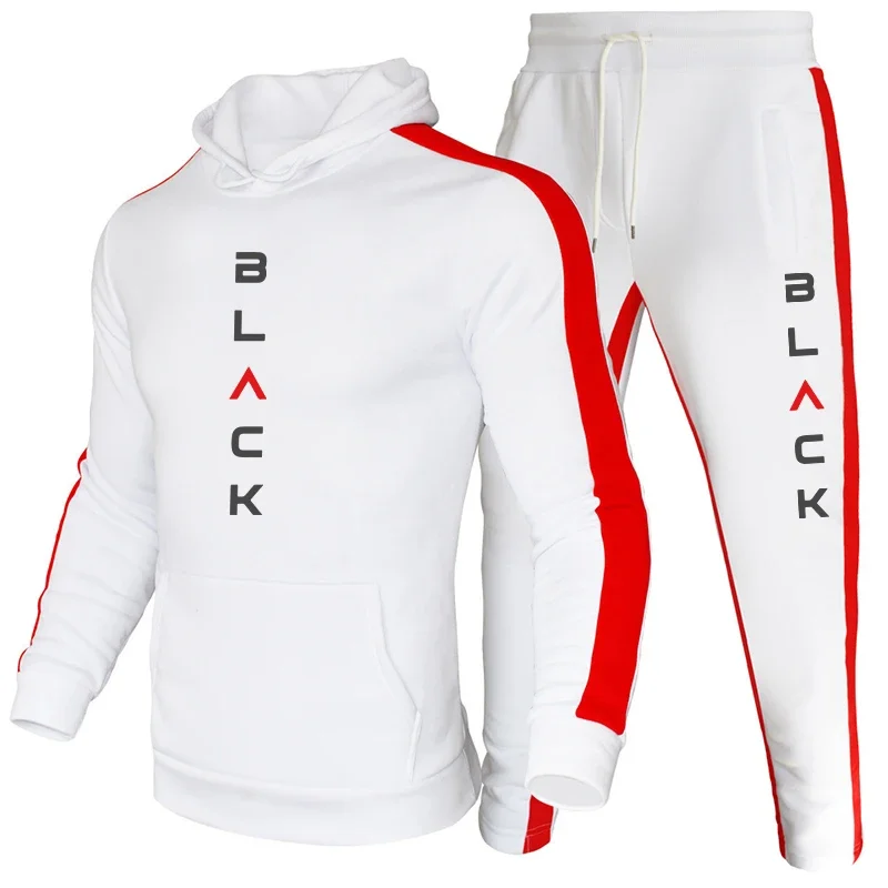 AutumnWinter 2 Pcs Set Men's Tracksuit Casual Sweatshirt Outfits Outdoors Sports Jogging Hoodies Suit Stripe Warm Man Sportswear