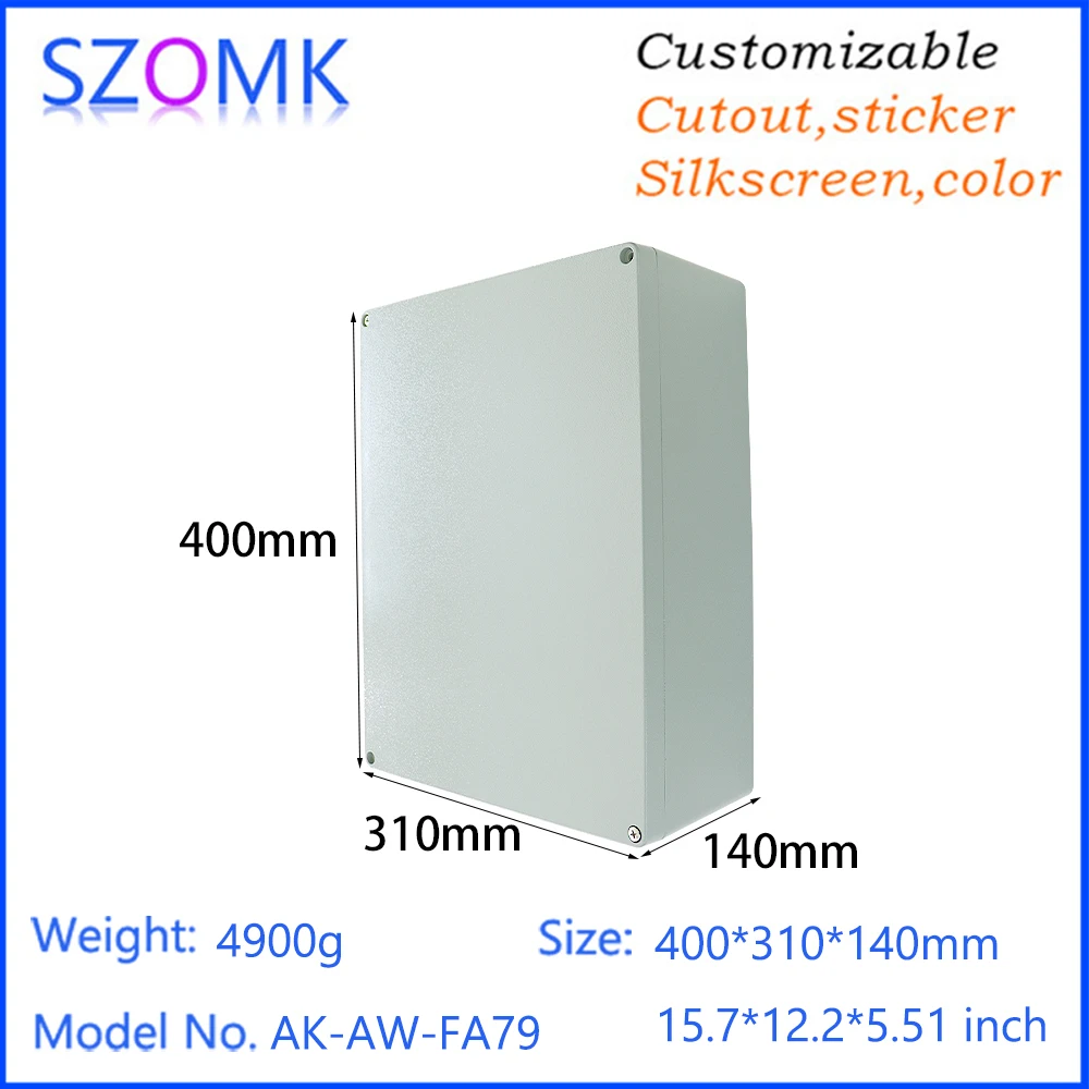 SZOMK 400x310x190mm Aluminum Enclosure Box Ip65 Aluminum Die Cast Box Waterproof Metal Electrical Junction Box