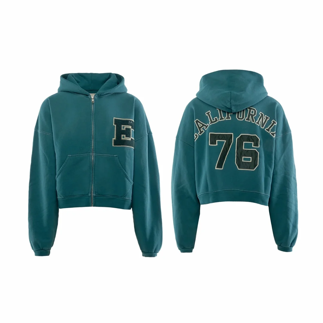 ERL Towel embroidery applique Women Men Zip Hoodies Oversized Men Hoodie Pullover