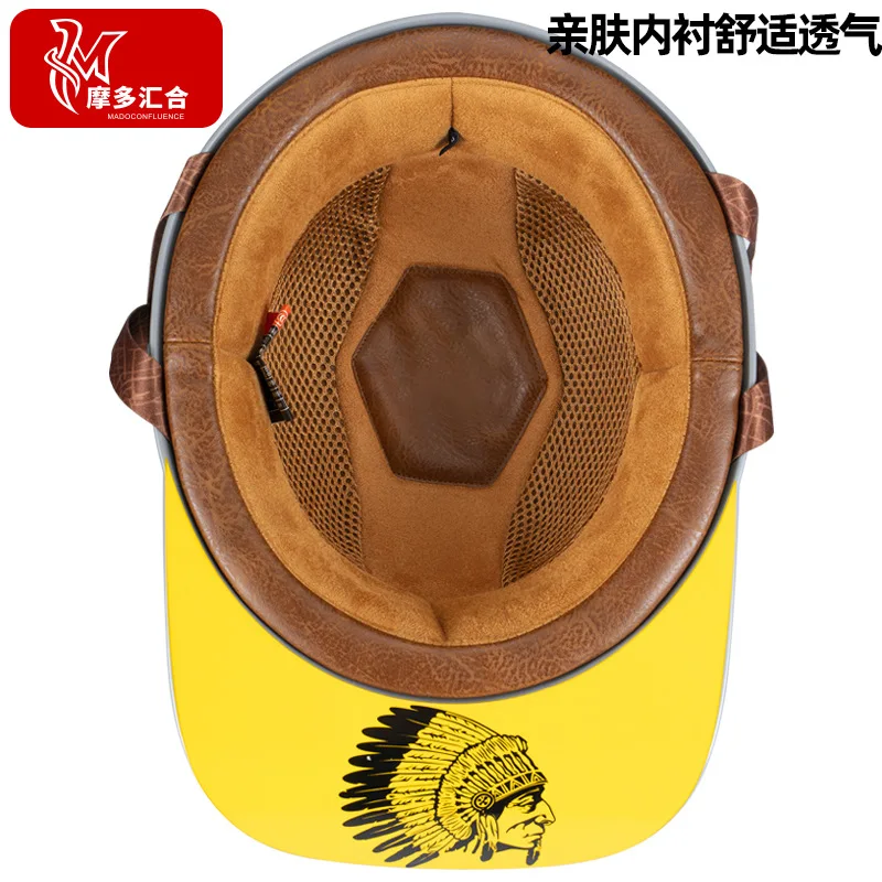 قبعة بيسبول خوذة دراجة نارية خمر الخوذات الرجعية الصيف مفتوحة الوجه سكوتر كروزر المروحية العصابات DS الرجال النساء #6