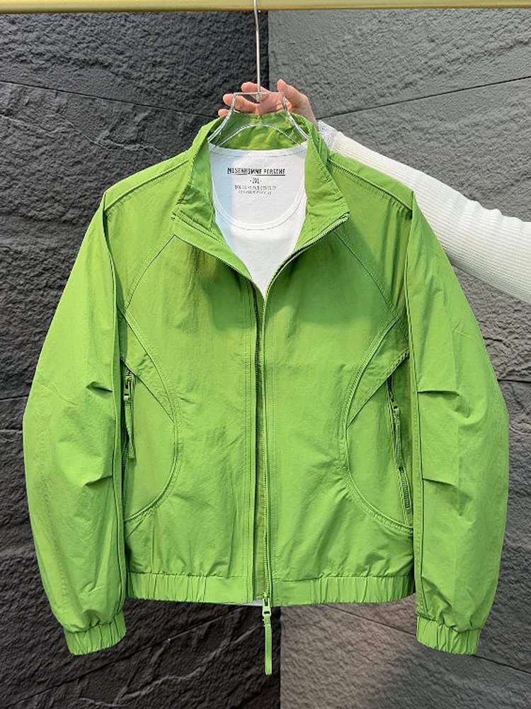 

Spring 2026 Men's Casual Loose Fit Stand Collar Jaet Youth Versatile Multi-Color Color Top Layered Sle Outerwear