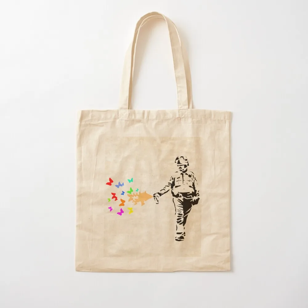 BANKSY STENCIL STYLE URBAN GRAFFITI SPRAY PAINT BUTTERFLIES Tote Bag