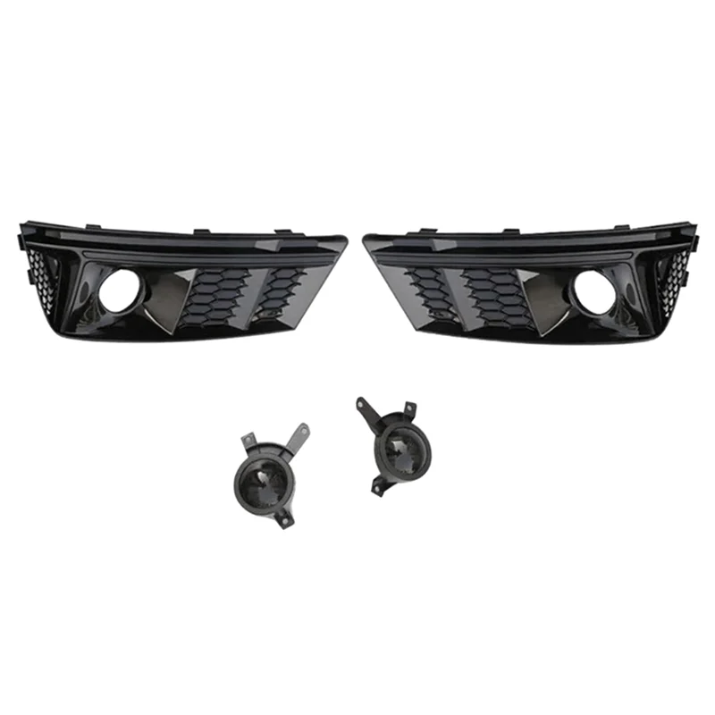 

YLS-Front Bumper Hood Trim For A4 A4L S4 B9 2017- 2018 Fog Light Grille Foglight Bezel Lid Black