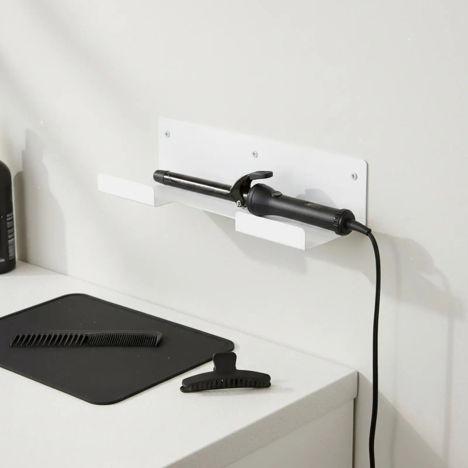 Hair Straightener Storage Rack Space-Saving Wall Hair Straightener Holder Curling Wall-Mounted Iron Mount Easy to Install view 4