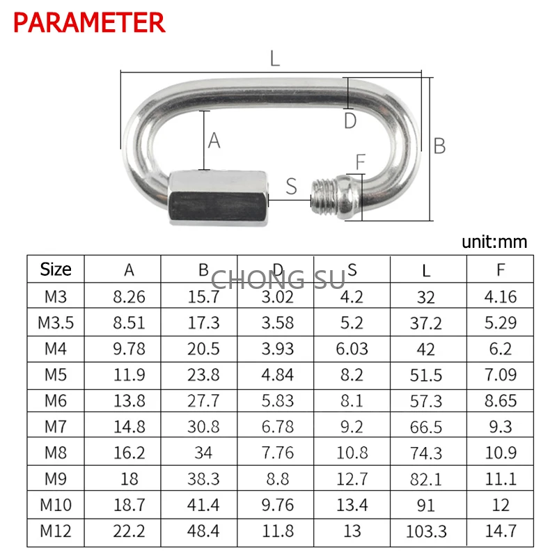 1-10 Stuks M3-M14 304 Roestvrij Staal Quick Link Lente Snap Met Moer Lock Sleutelhanger Haak Clip Draad touw Karabijnhaak Keten Gesp