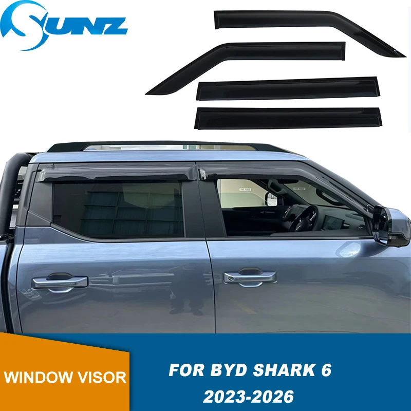 

Car Window Deflectors For BYD Shark 6 2023 2024 2025 2026 4pcs Black Weathershields Door Visor Sun Rain Guard