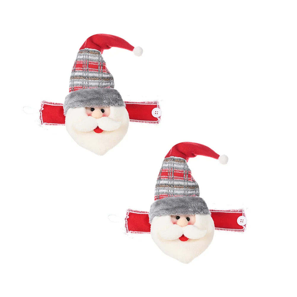 

2Pcs Christmas Curtain Buckle Fashionable Realistic 3D Design Non-Woven Fabric Material Festive Decor Santa Claus Accessory