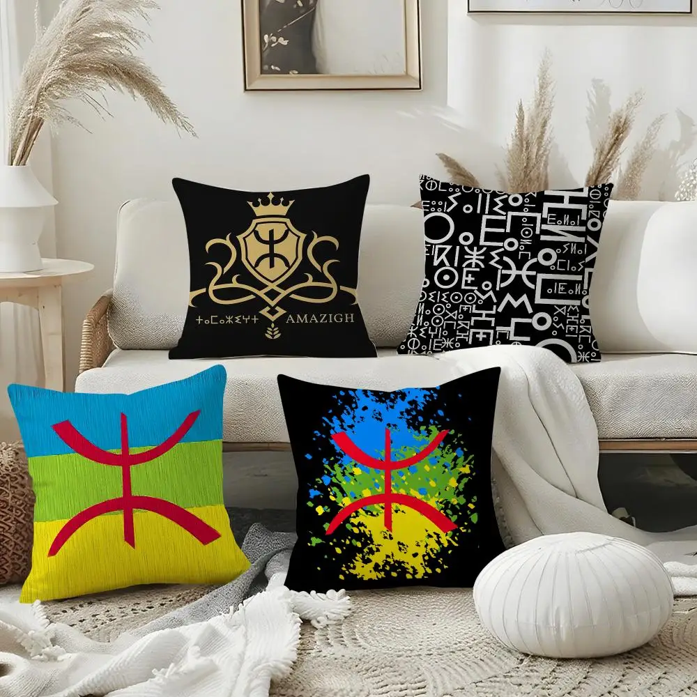 Amazigh Flag Cushion Cover Pillow Case Plush Fabric Soft Double Sided Print Home Sofa High Quality Cushion