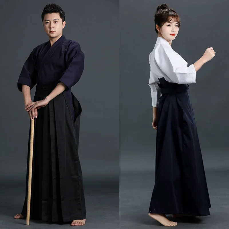 100%Cotton Japan Kendo Aikido Hapkido Martial Arts Clothing Sportswear Hakama Martial for Mens Women Traditional Clothing