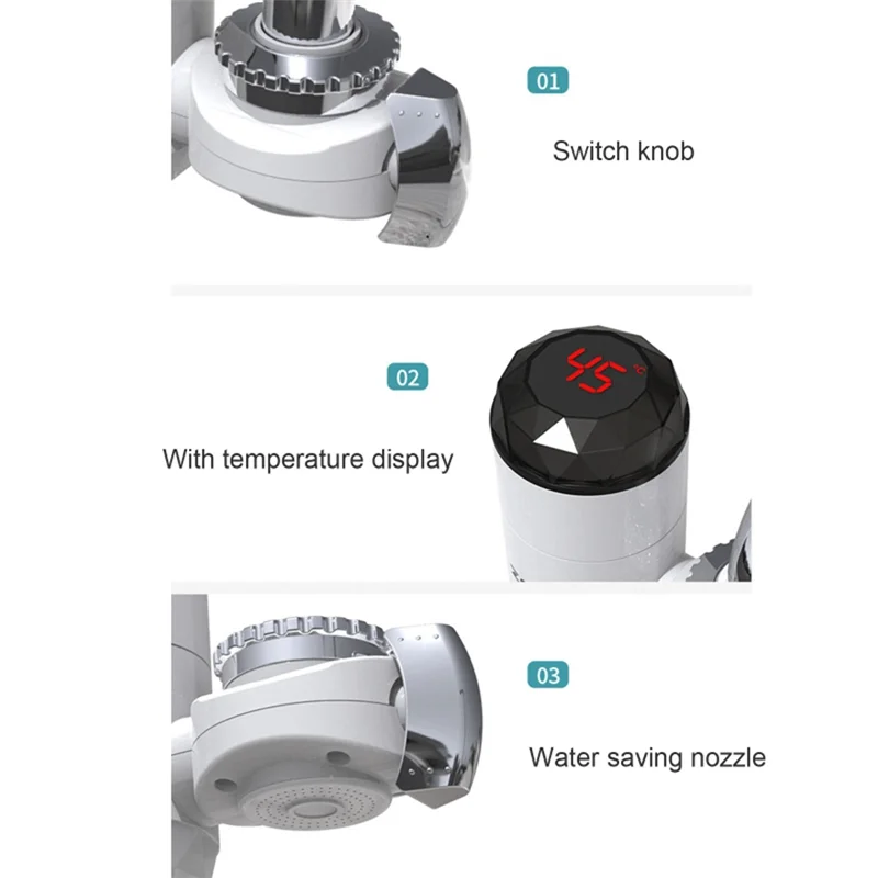 Electric Instant Water Heater Instant Hot Water Faucet for Bathroom Basin Faucet Instantaneous Water Heater EU Plug