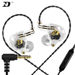 ND NX2 HIFI Earphones Dynamic Stereo Heavy Bass In Ear Monitor Earphone Game Sport Noise Cancelling Headset Detachable Cable