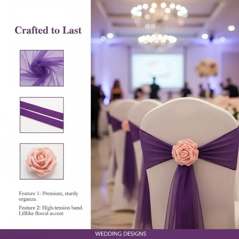 1 Piece Organza Chair Sashes Flower Spandex Organza Chair Decoration Wedding Party Festival Chair Covers And Bows For Christmas