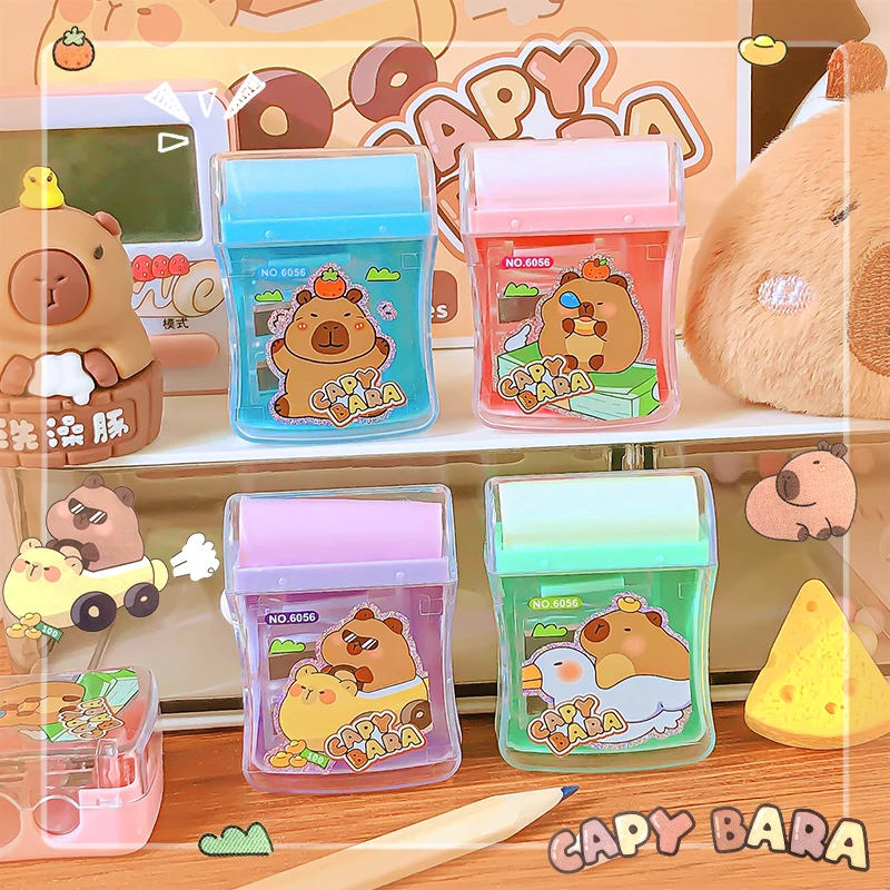 kawaii stationery supplies school useful thing office supplies cute capybara Pencil sharpener eraser aesthetic School supplies